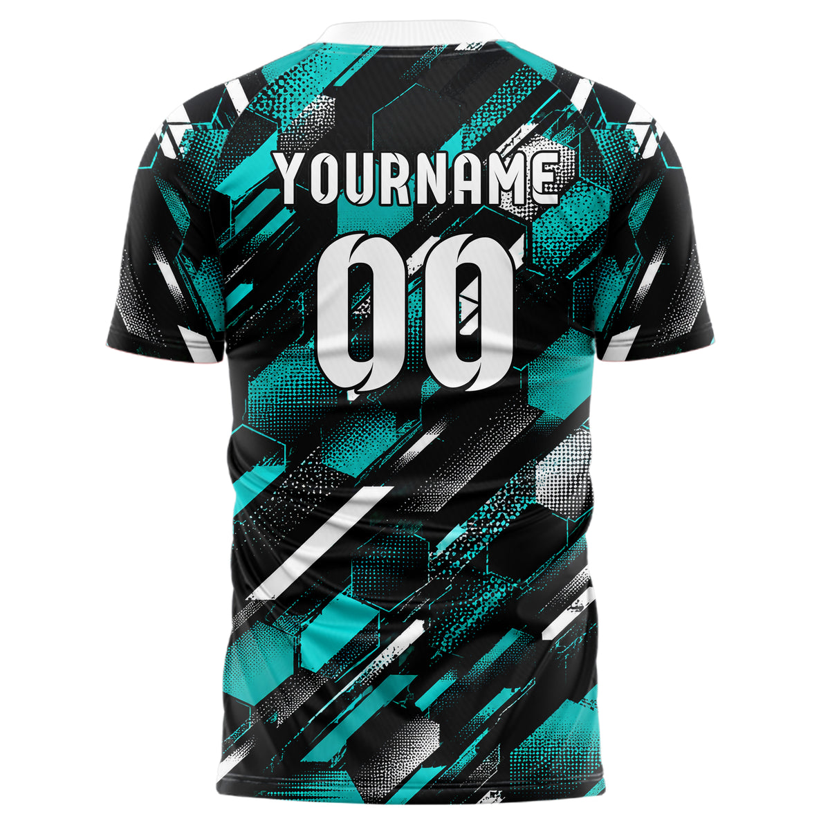 Schwarz lebendiges Rauten hexagonale Panels Design 01-0446 individuelles Fußballtrikot back
