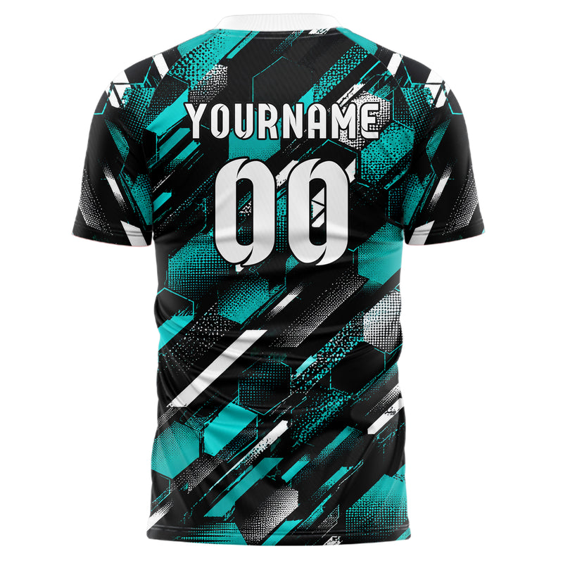 Schwarz lebendiges Rauten hexagonale Panels Design 01-0446 individuelles Fußballtrikot back