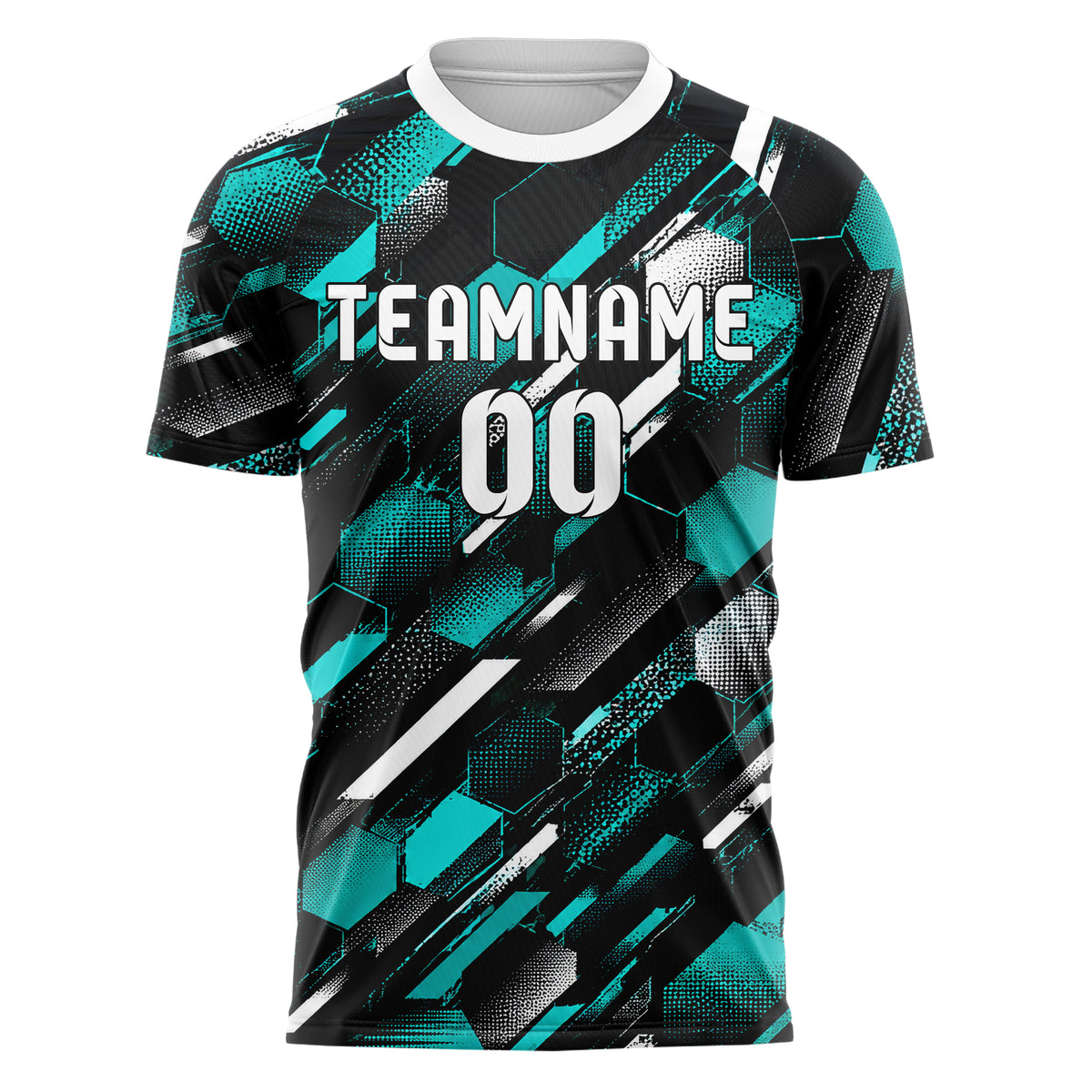Schwarz lebendiges Rauten hexagonale Panels Design 01-0446 individuelles Fußballtrikot front