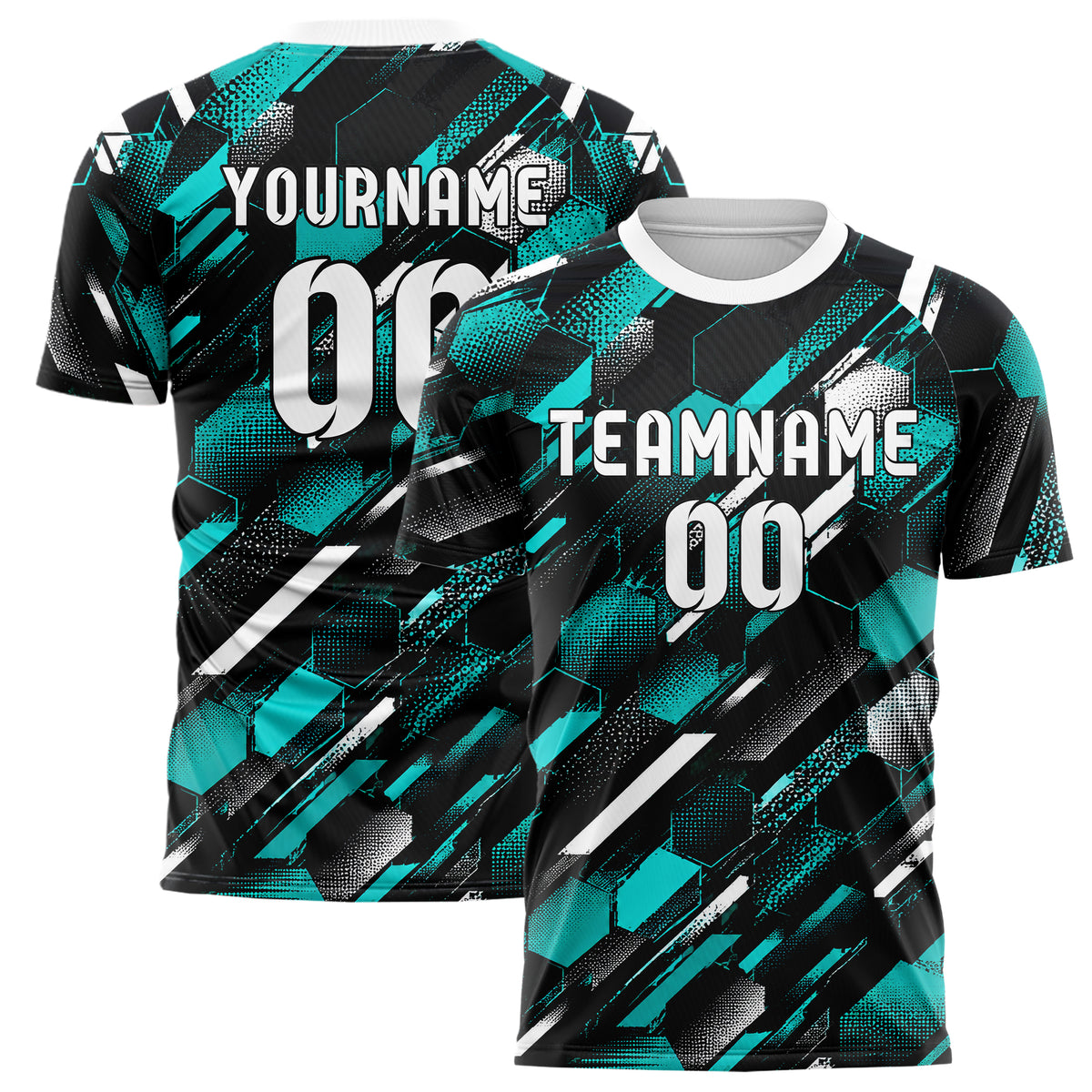 Schwarz lebendiges Rauten hexagonale Panels Design 01-0446 individuelles Fußballtrikot main