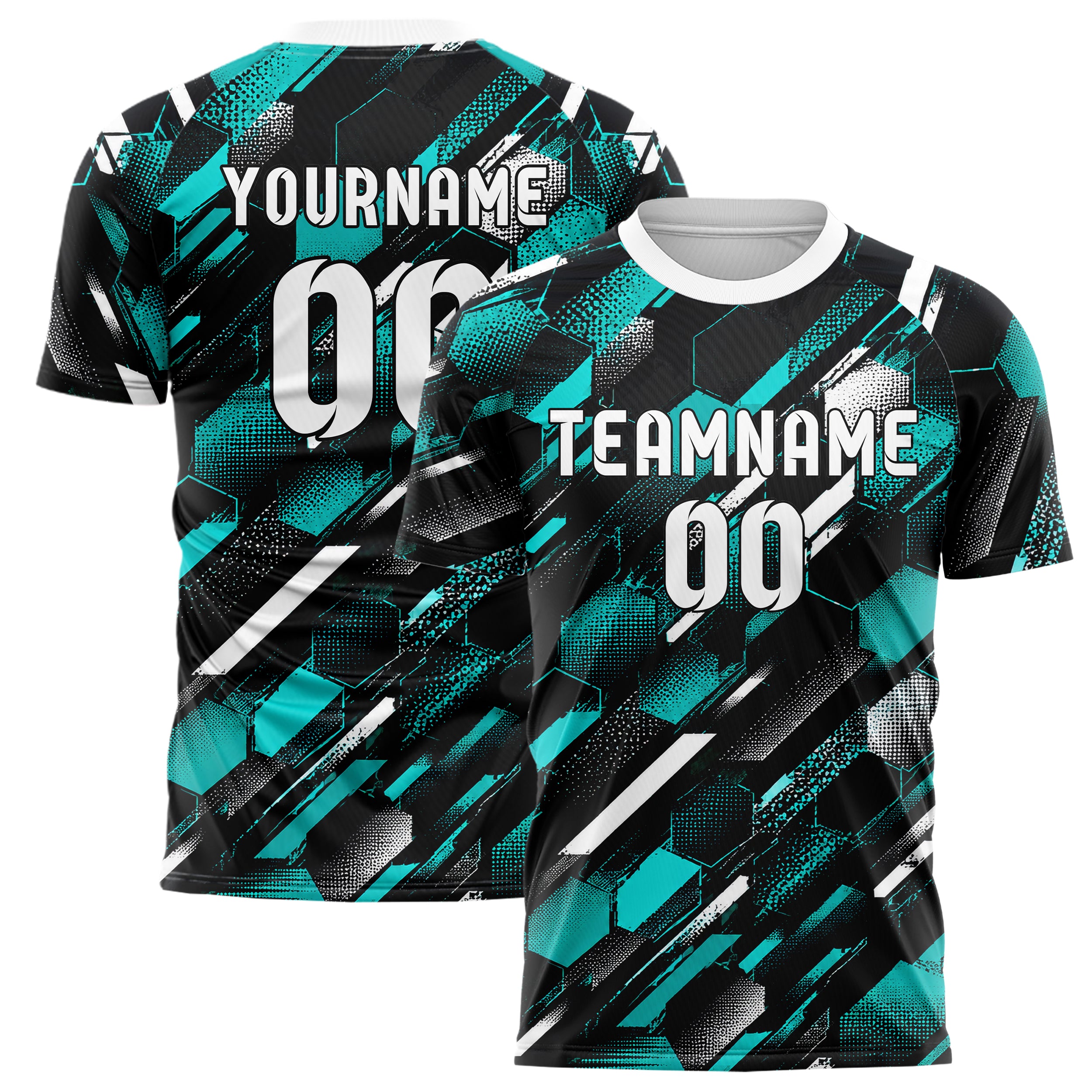 Schwarz lebendiges Rauten hexagonale Panels Design 01-0446 individuelles Fußballtrikot main