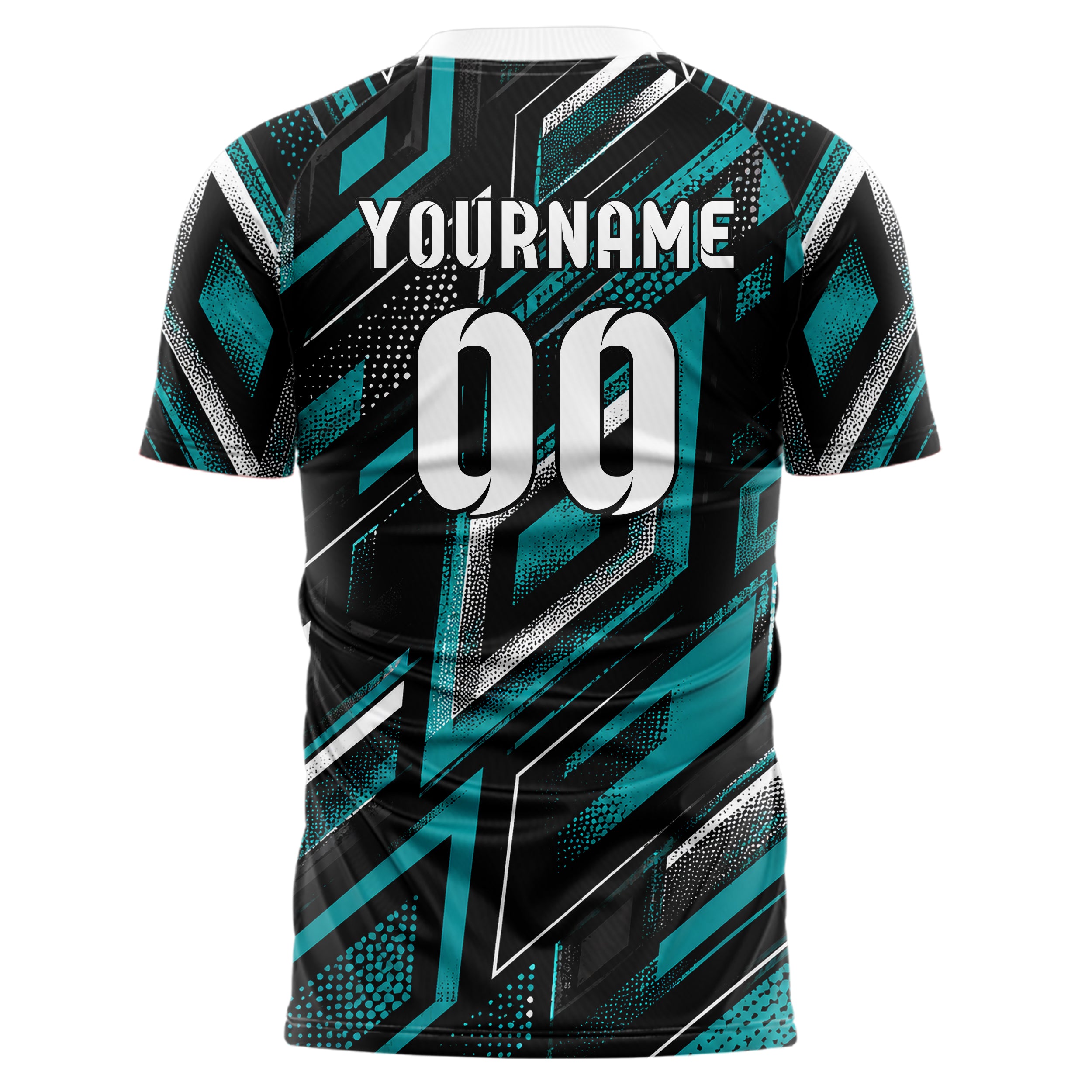 Schwarz lebendiges Rauten Layered 3D Rhombus Design 01-0347 individuelles Fußballtrikot back