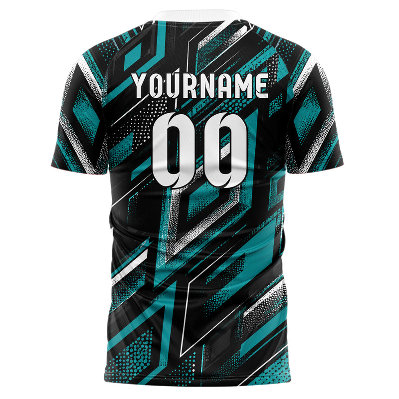 Schwarz lebendiges Rauten Layered 3D Rhombus Design 01-0347 individuelles Fußballtrikot back