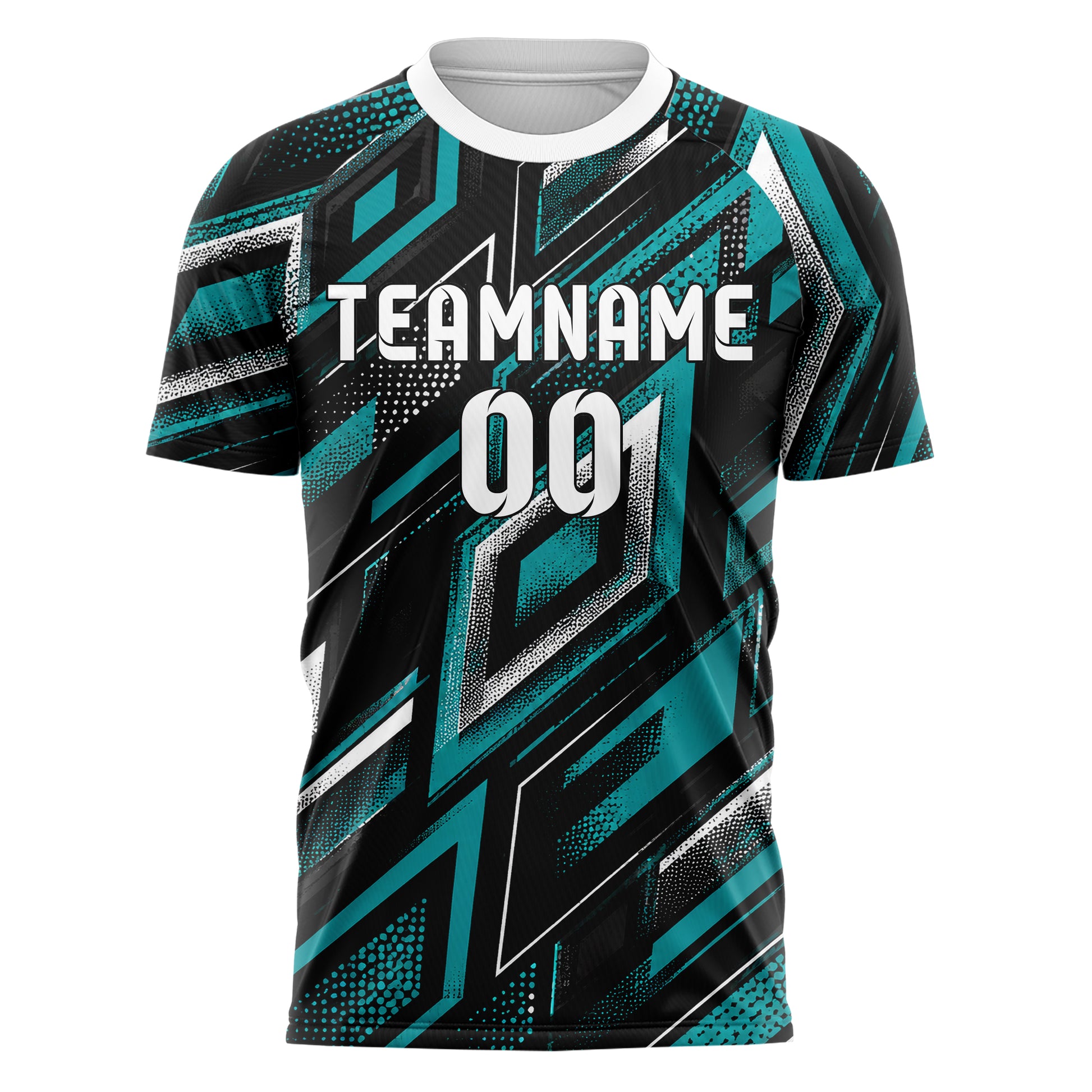 Schwarz lebendiges Rauten Layered 3D Rhombus Design 01-0347 individuelles Fußballtrikot front