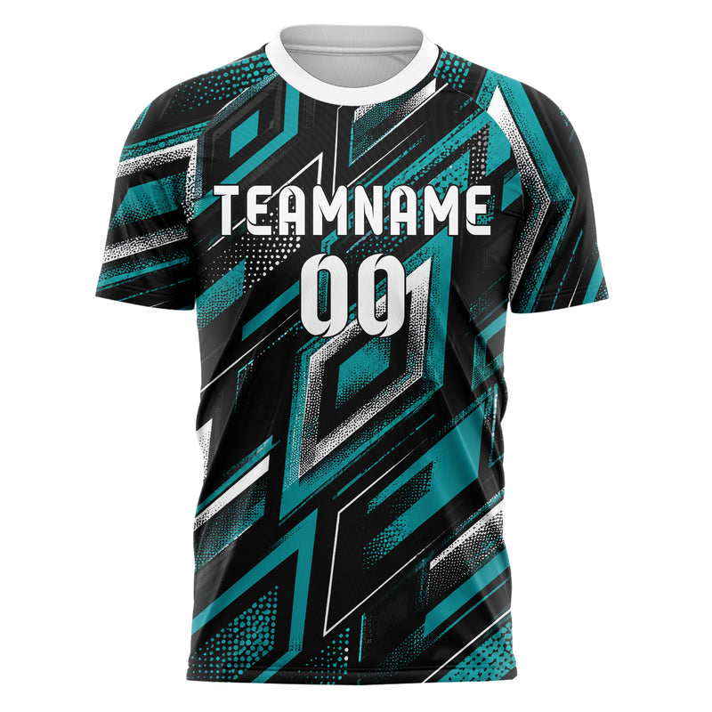 Schwarz lebendiges Rauten Layered 3D Rhombus Design 01-0347 individuelles Fußballtrikot front
