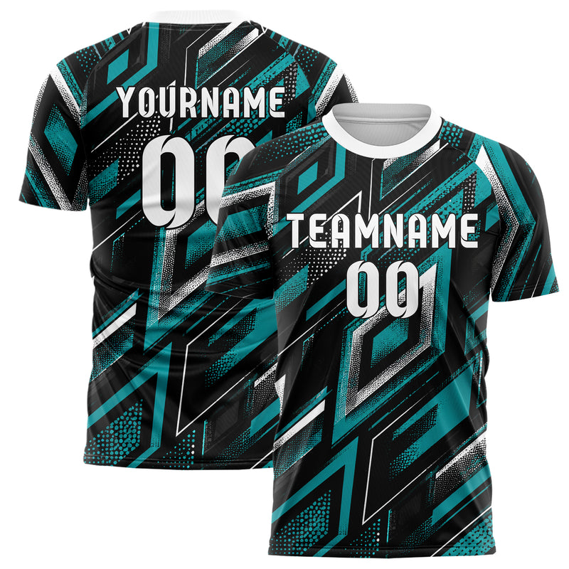 Schwarz lebendiges Rauten Layered 3D Rhombus Design 01-0347 individuelles Fußballtrikot main