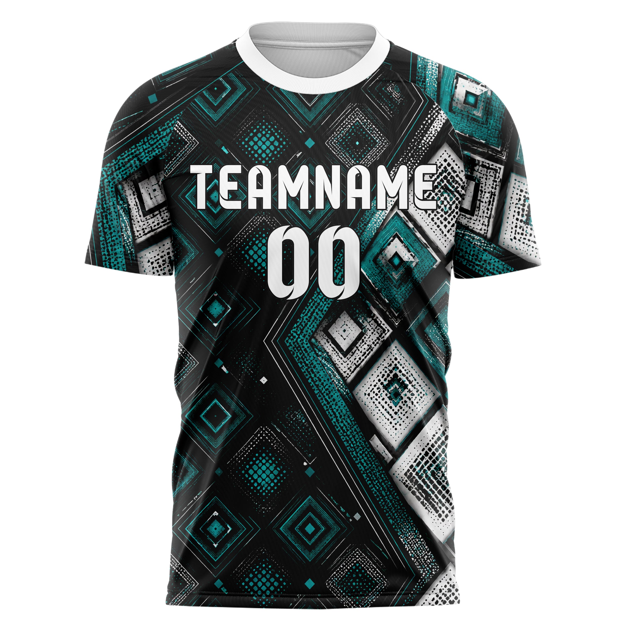 Schwarz lebendiges Rauten Layered 3D Rhombus Design 01-0443 individuelles Fußballtrikot front