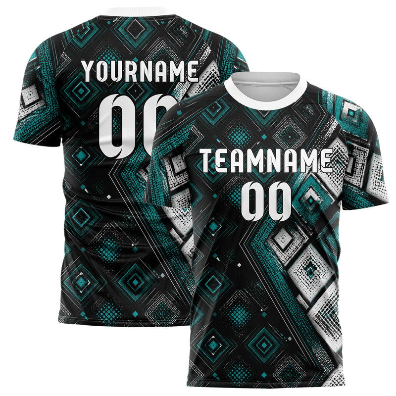 Schwarz lebendiges Rauten Layered 3D Rhombus Design 01-0443 individuelles Fußballtrikot main