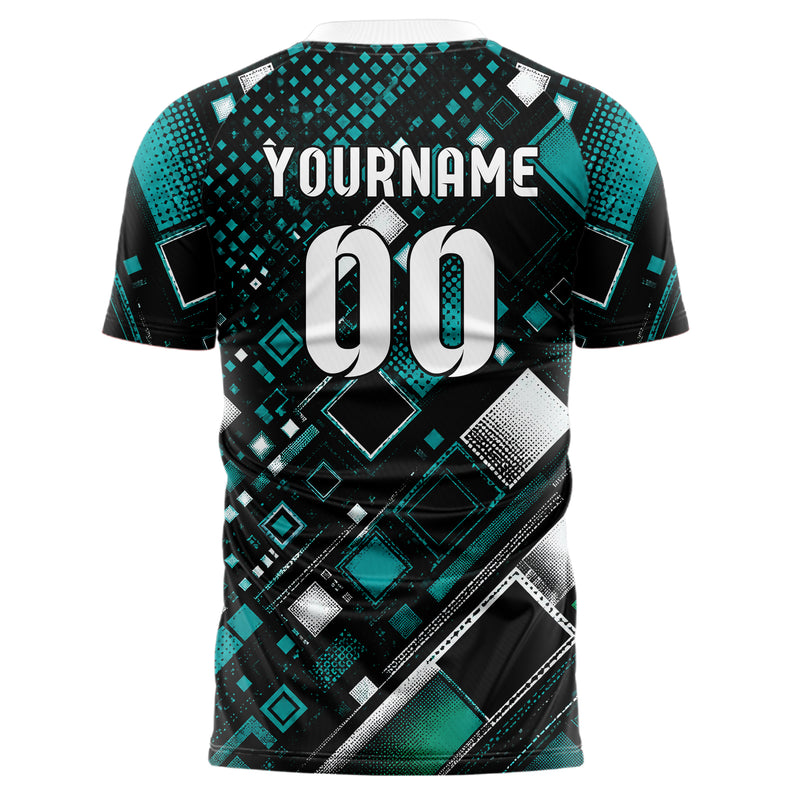 Schwarz lebendiges Rauten Micro to Macro Gradient Design 01-0212 individuelles Fußballtrikot back