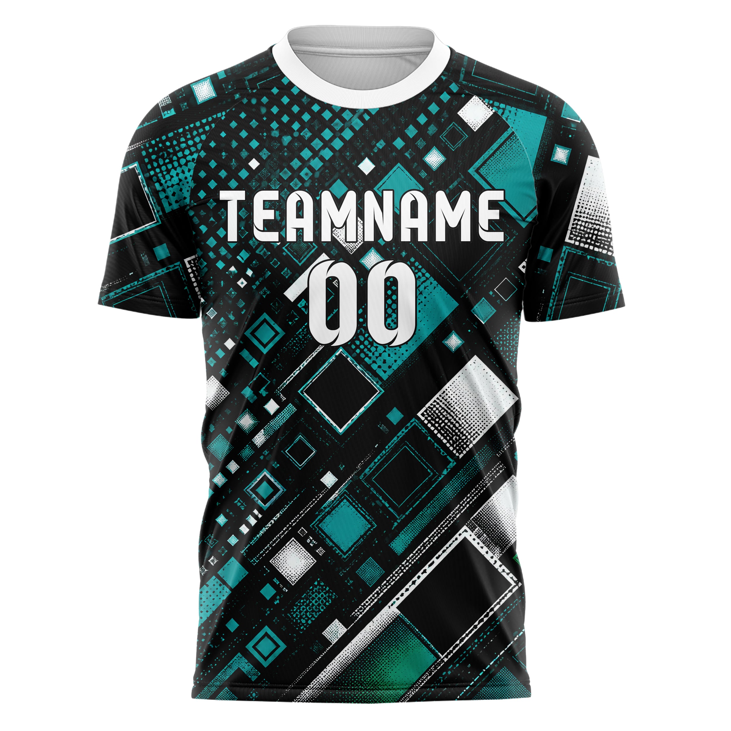 Schwarz lebendiges Rauten Micro to Macro Gradient Design 01-0212 individuelles Fußballtrikot front
