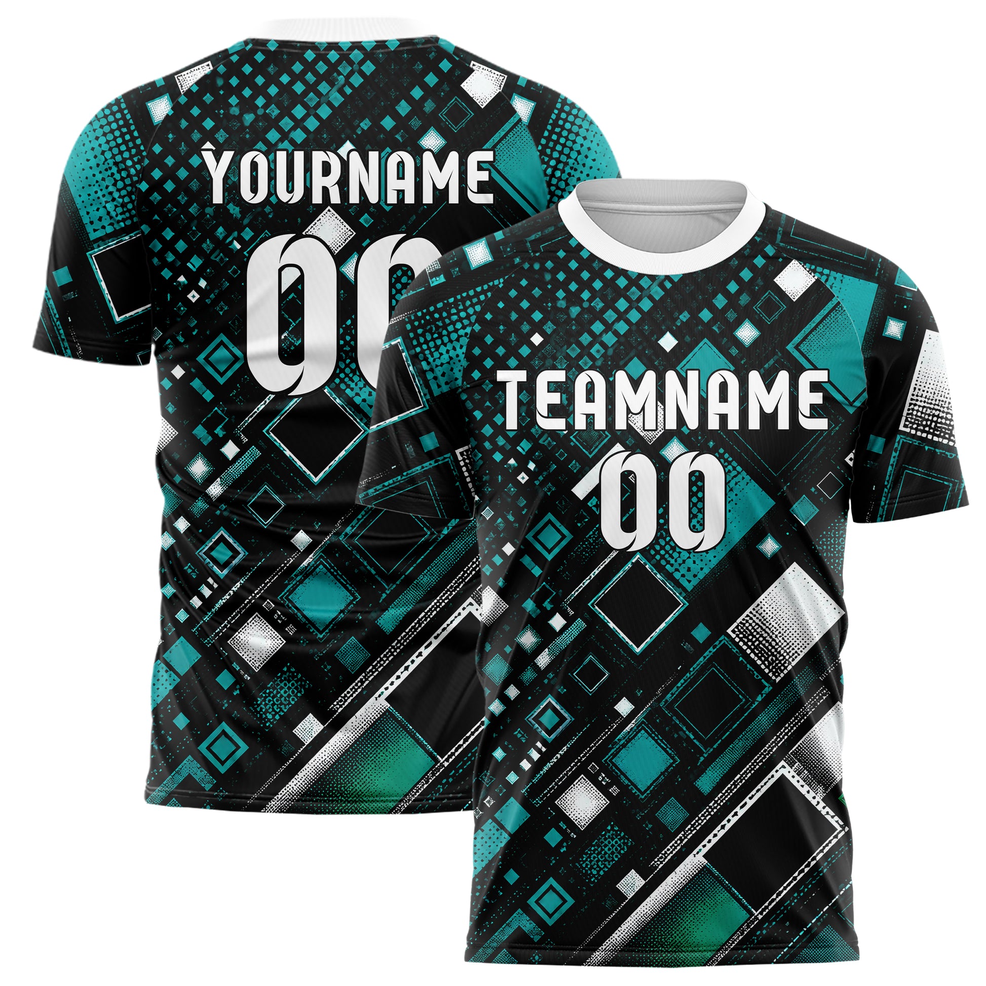 Schwarz lebendiges Rauten Micro to Macro Gradient Design 01-0212 individuelles Fußballtrikot main