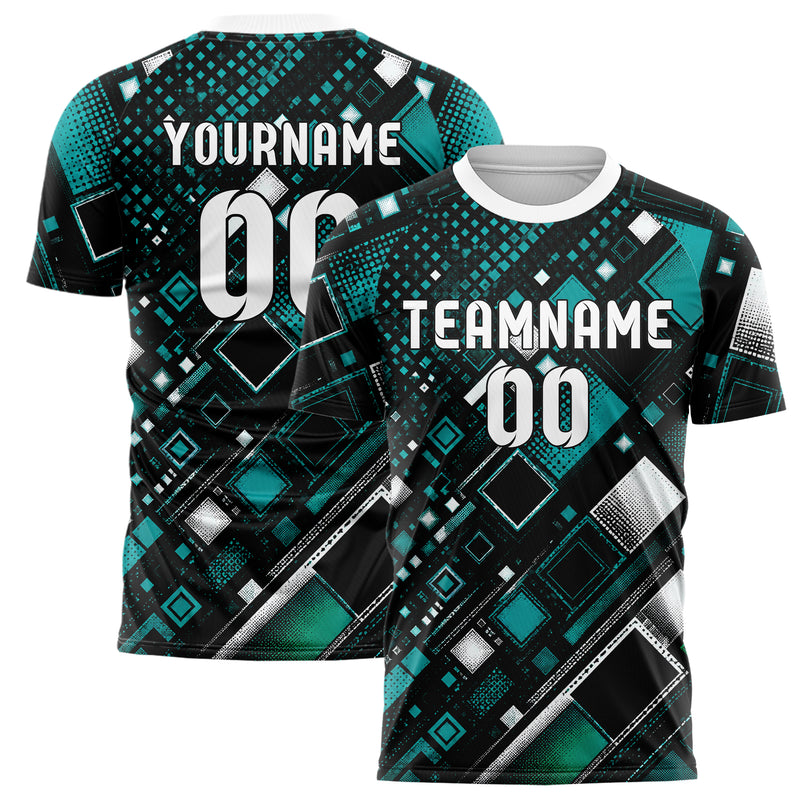 Schwarz lebendiges Rauten Micro to Macro Gradient Design 01-0212 individuelles Fußballtrikot main