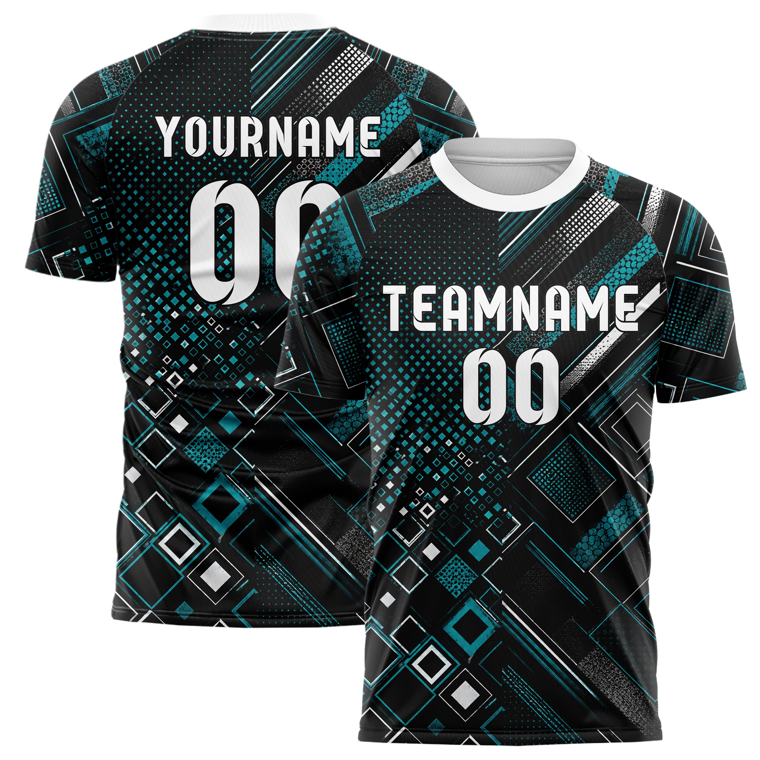 Schwarz lebendiges Rauten Micro to Macro Gradient Design 01-0476 individuelles Fußballtrikot main