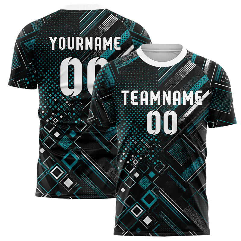 Schwarz lebendiges Rauten Micro to Macro Gradient Design 01-0476 individuelles Fußballtrikot main
