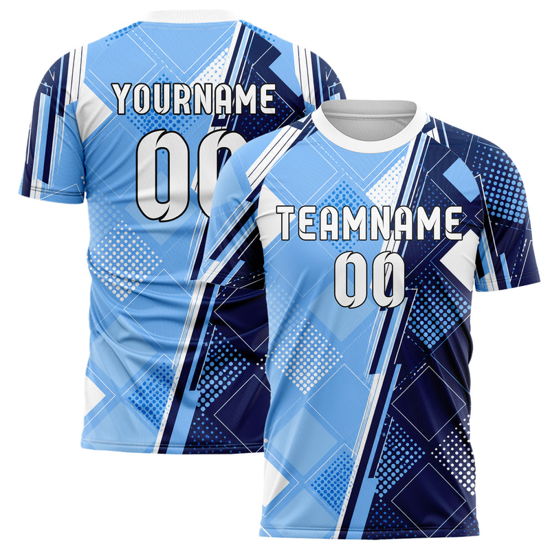 Hellblau klassisches Rauten Square Grid Design 01-0205 individuelles Fußballtrikot main