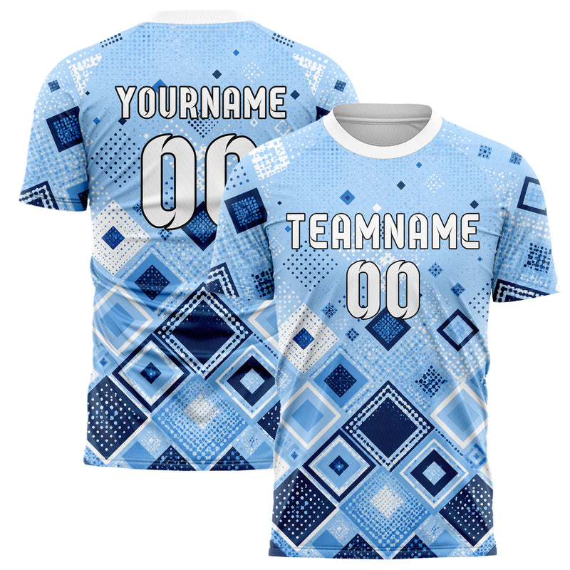 Hellblau klassisches Rauten Square Grid Design 01-0253 individuelles Fußballtrikot main
