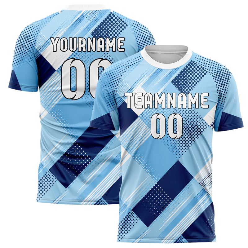 Hellblau klassisches Rauten diagonale Tessellation Design 01-0418 individuelles Fußballtrikot main