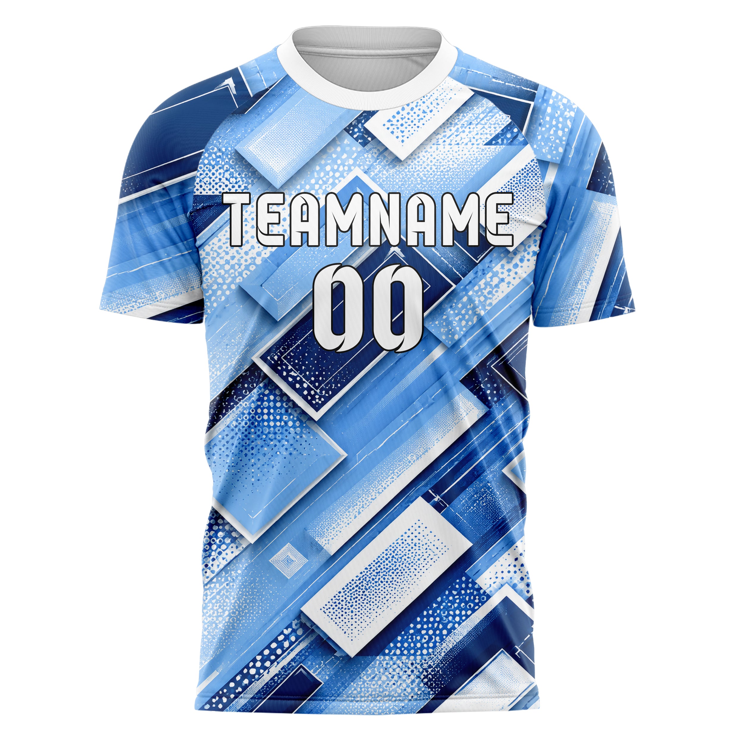 Hellblau klassisches Rauten Layered 3D Rhombus Design 01-0283 individuelles Fußballtrikot front