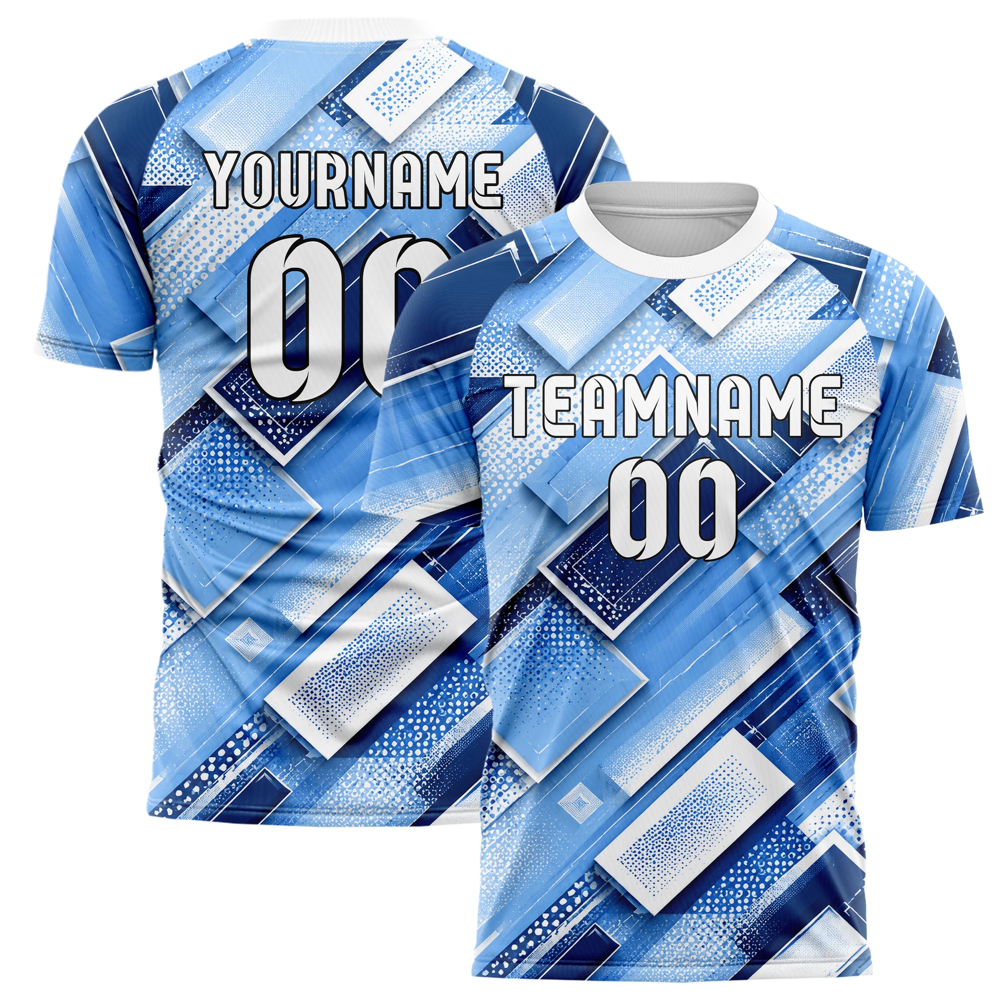 Hellblau klassisches Rauten Layered 3D Rhombus Design 01-0283 individuelles Fußballtrikot main