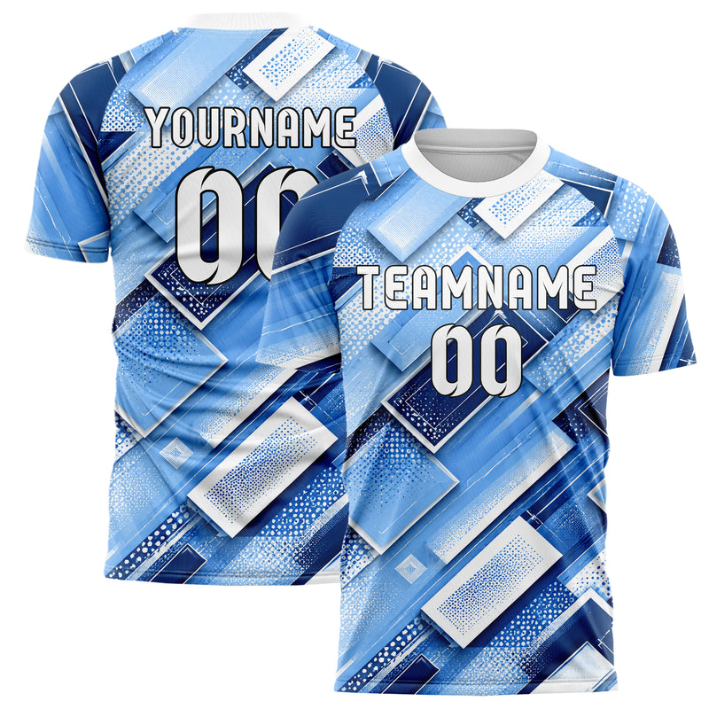 Hellblau klassisches Rauten Layered 3D Rhombus Design 01-0283 individuelles Fußballtrikot main