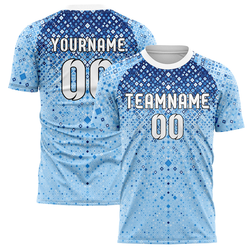 Hellblau klassisches Rauten dichter Verlauf von oben Design 01-0088 individuelles Fußballtrikot main