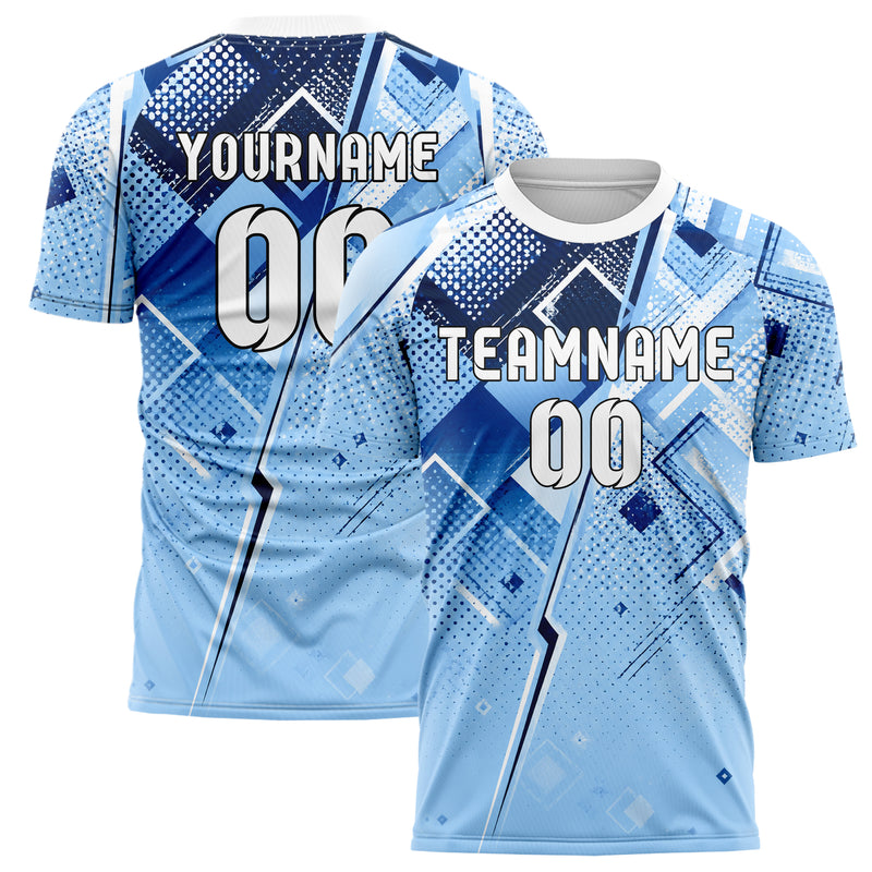 Hellblau klassisches Rauten dichter Verlauf von oben Design 01-0328 individuelles Fußballtrikot main