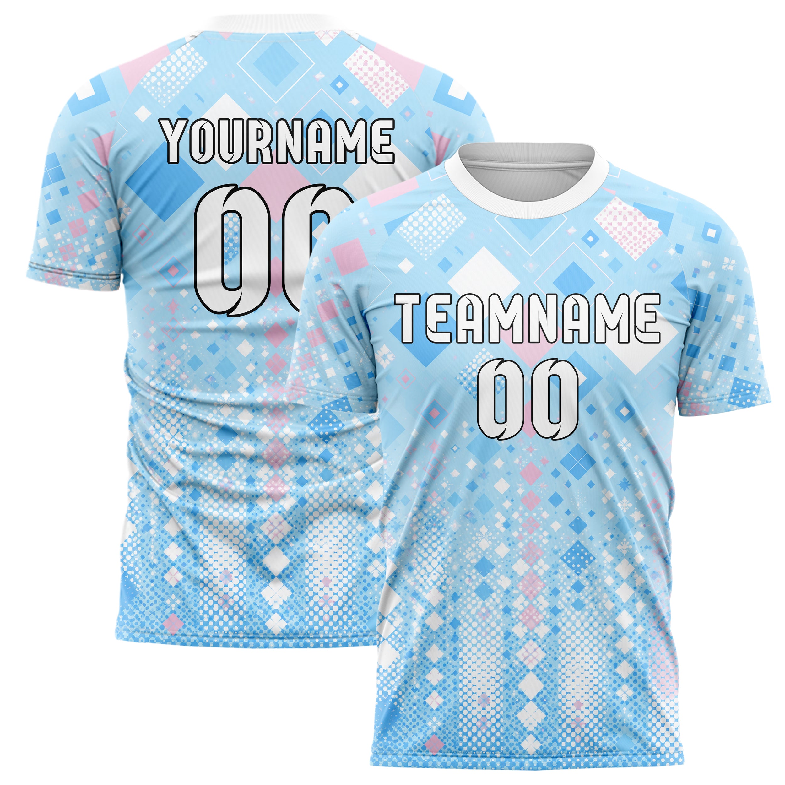 Himmelblau pastelliges Rauten Square Grid Design 01-0173 individuelles Fußballtrikot main