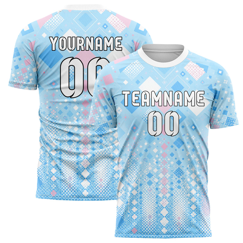 Himmelblau pastelliges Rauten Square Grid Design 01-0173 individuelles Fußballtrikot main