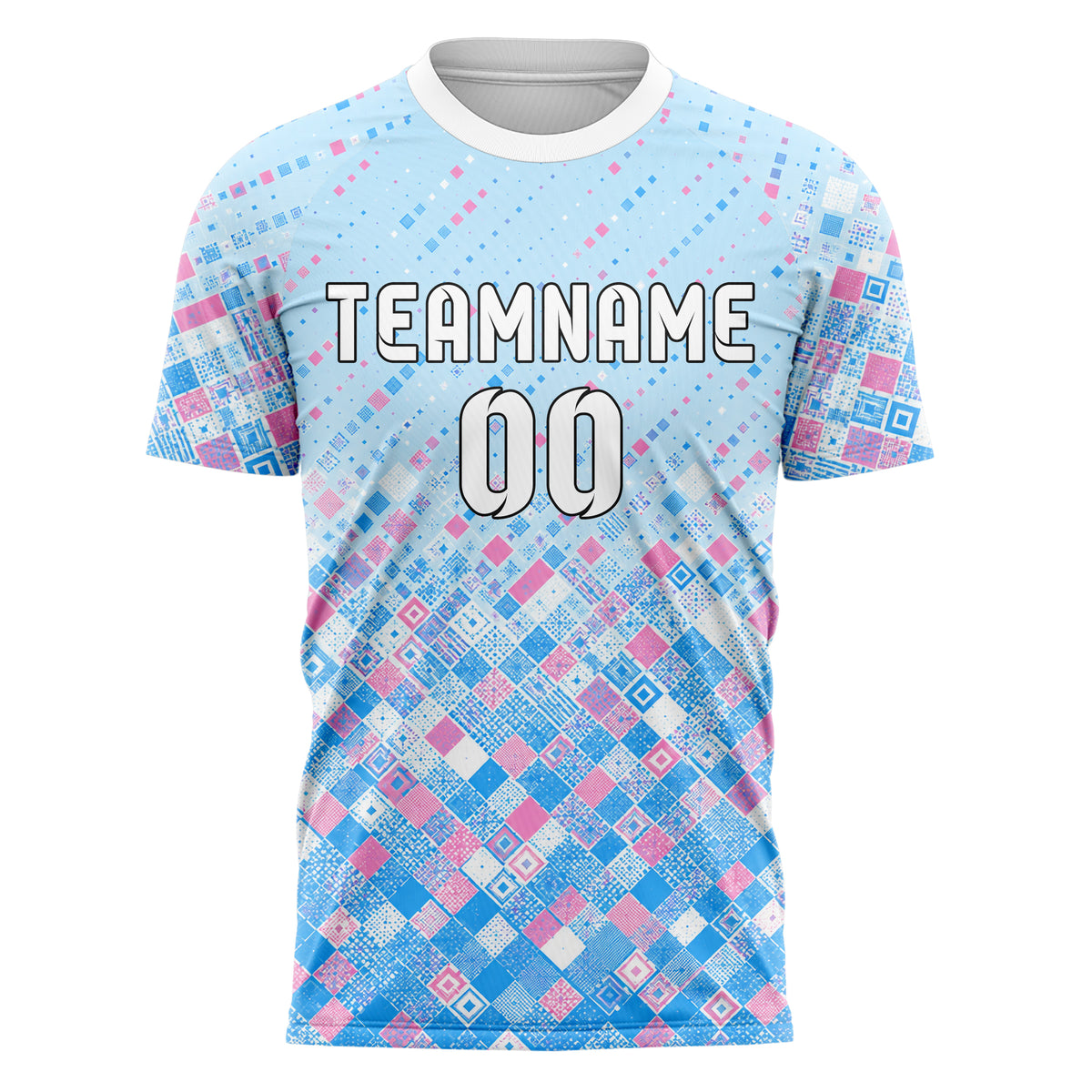Himmelblau pastelliges Rauten dichter Verlauf von unten Design 01-0023 individuelles Fußballtrikot front