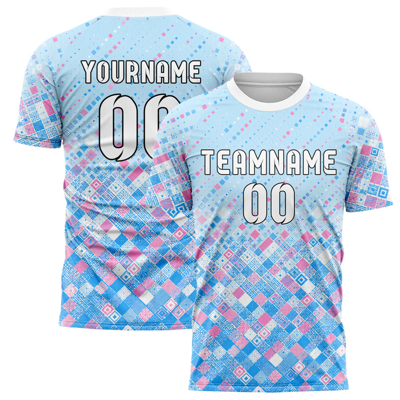 Himmelblau pastelliges Rauten dichter Verlauf von unten Design 01-0023 individuelles Fußballtrikot main