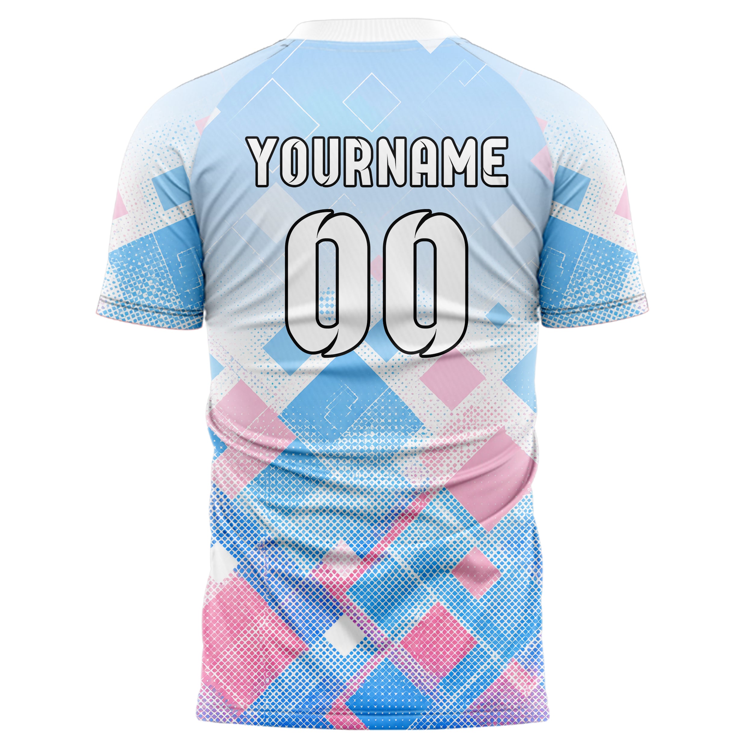 Himmelblau pastelliges Rauten dichter Verlauf von unten Design 01-0431 individuelles Fußballtrikot back