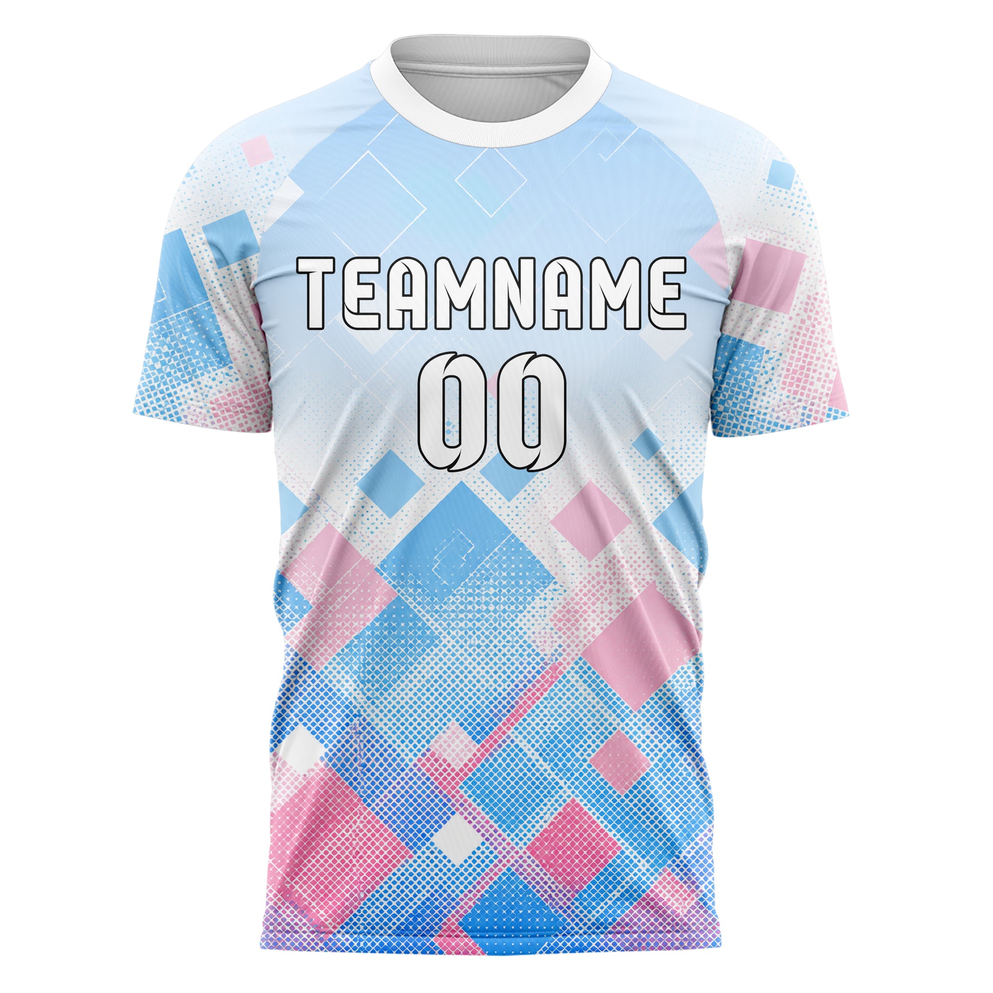 Himmelblau pastelliges Rauten dichter Verlauf von unten Design 01-0431 individuelles Fußballtrikot front