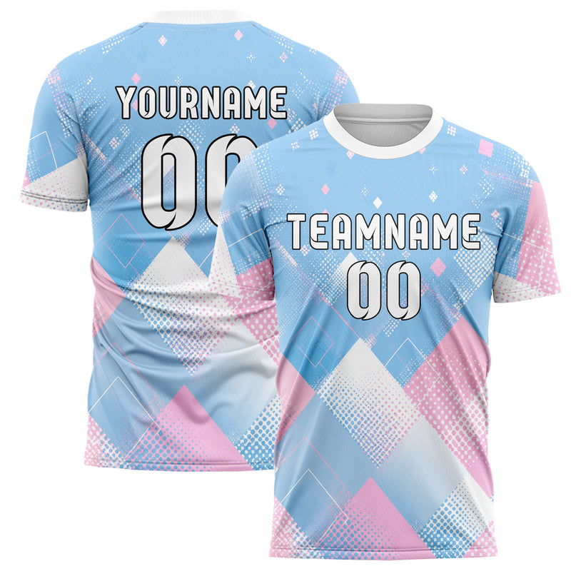 Himmelblau pastelliges Rauten diagonale Tessellation Design 01-0194 individuelles Fußballtrikot main
