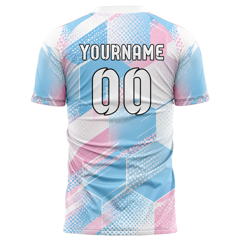Himmelblau pastelliges Rauten hexagonale Panels Design 01-0278 individuelles Fußballtrikot back
