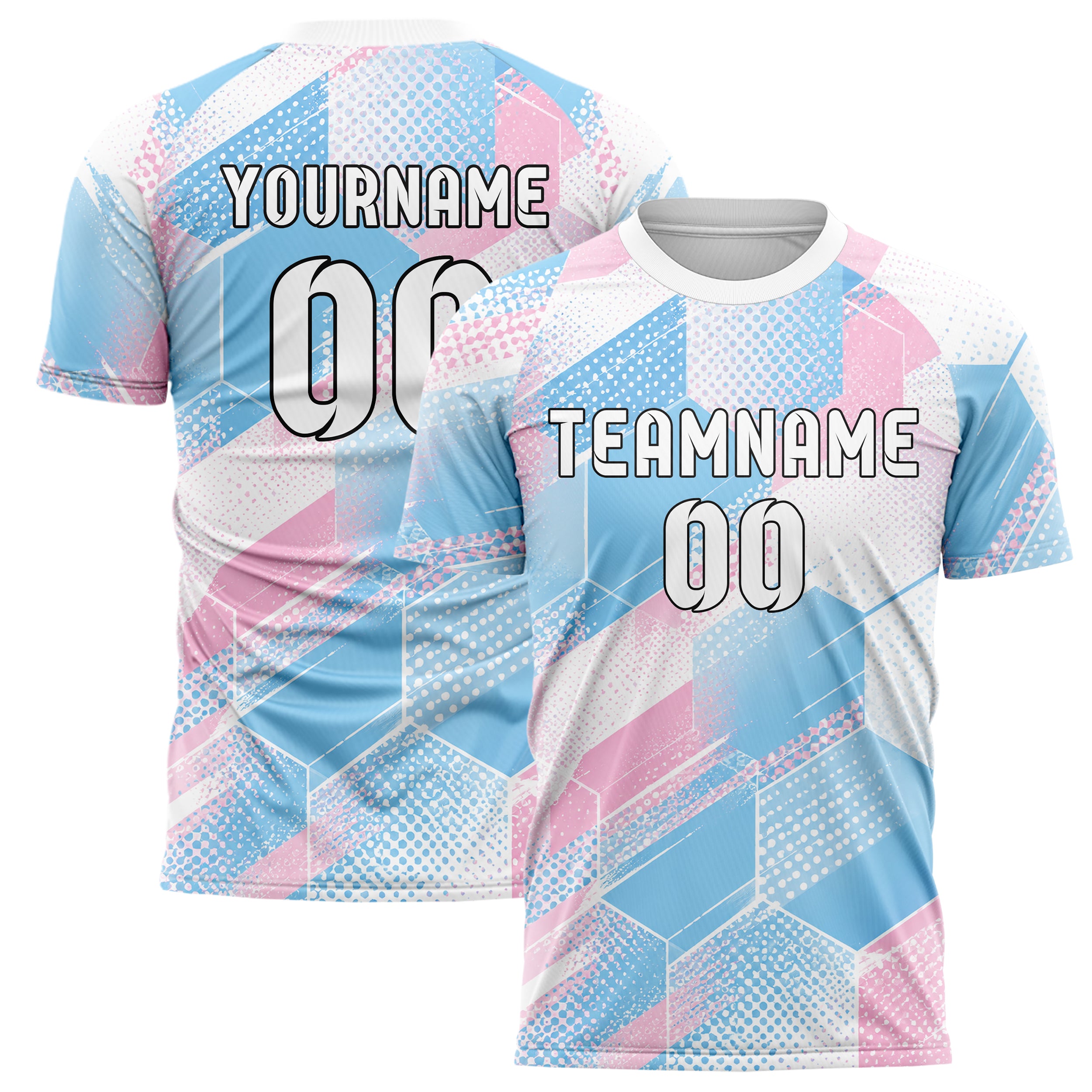 Himmelblau pastelliges Rauten hexagonale Panels Design 01-0278 individuelles Fußballtrikot main