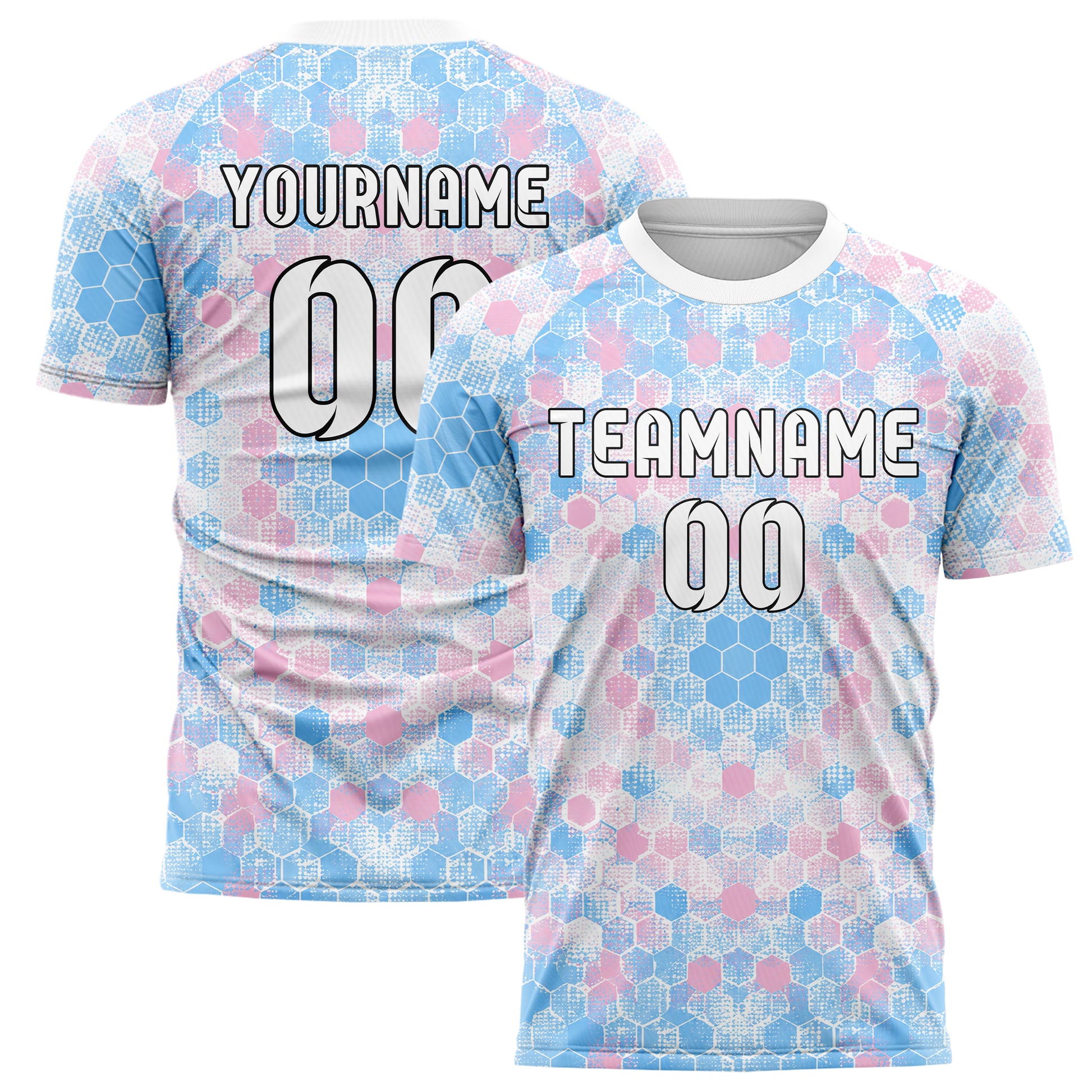 Himmelblau pastelliges Rauten hexagonale Panels Design 01-0374 individuelles Fußballtrikot main