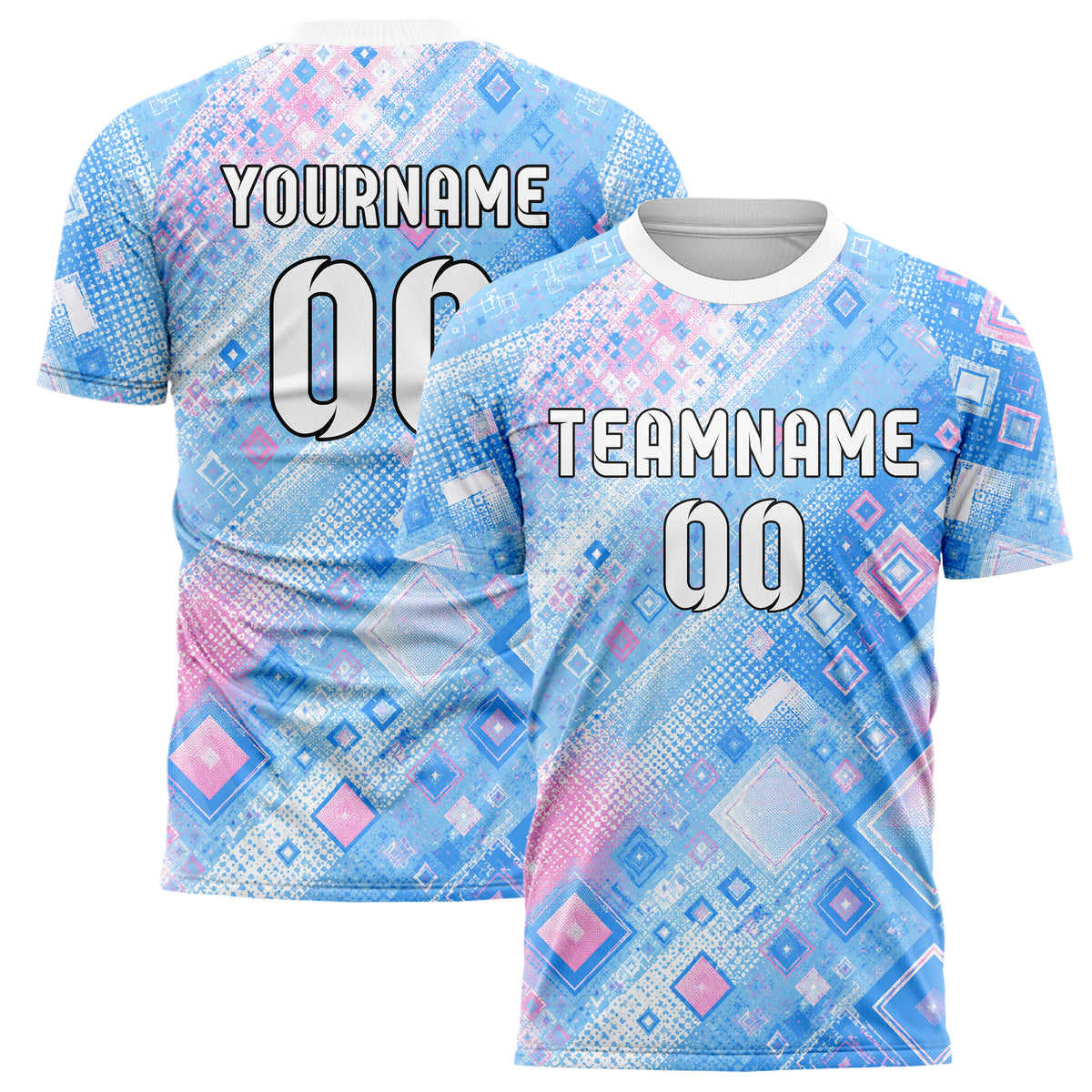 Himmelblau pastelliges Rauten Micro to Macro Gradient Design 01-0404 individuelles Fußballtrikot main
