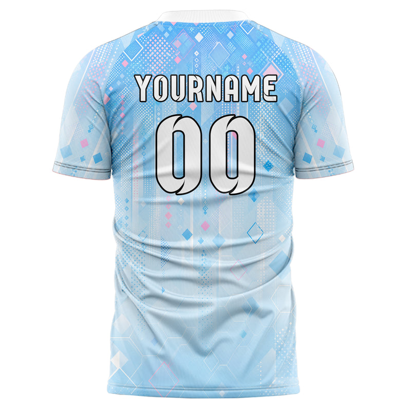 Himmelblau pastelliges Rauten dichter Verlauf von oben Design 01-0008 individuelles Fußballtrikot back