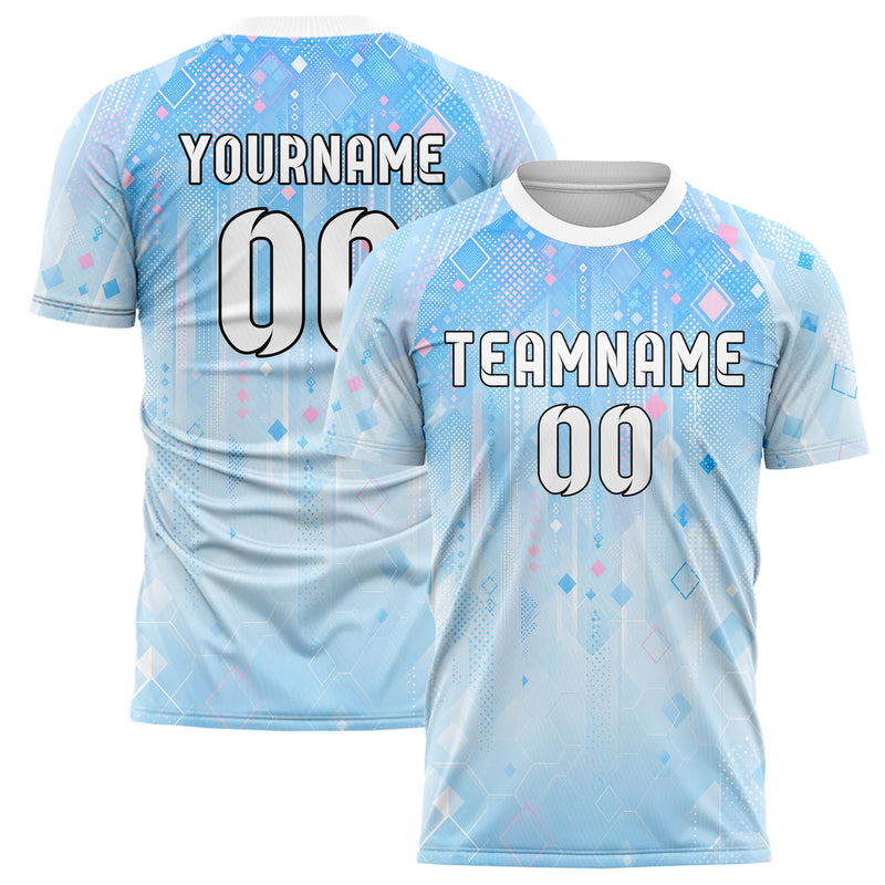 Himmelblau pastelliges Rauten dichter Verlauf von oben Design 01-0008 individuelles Fußballtrikot main