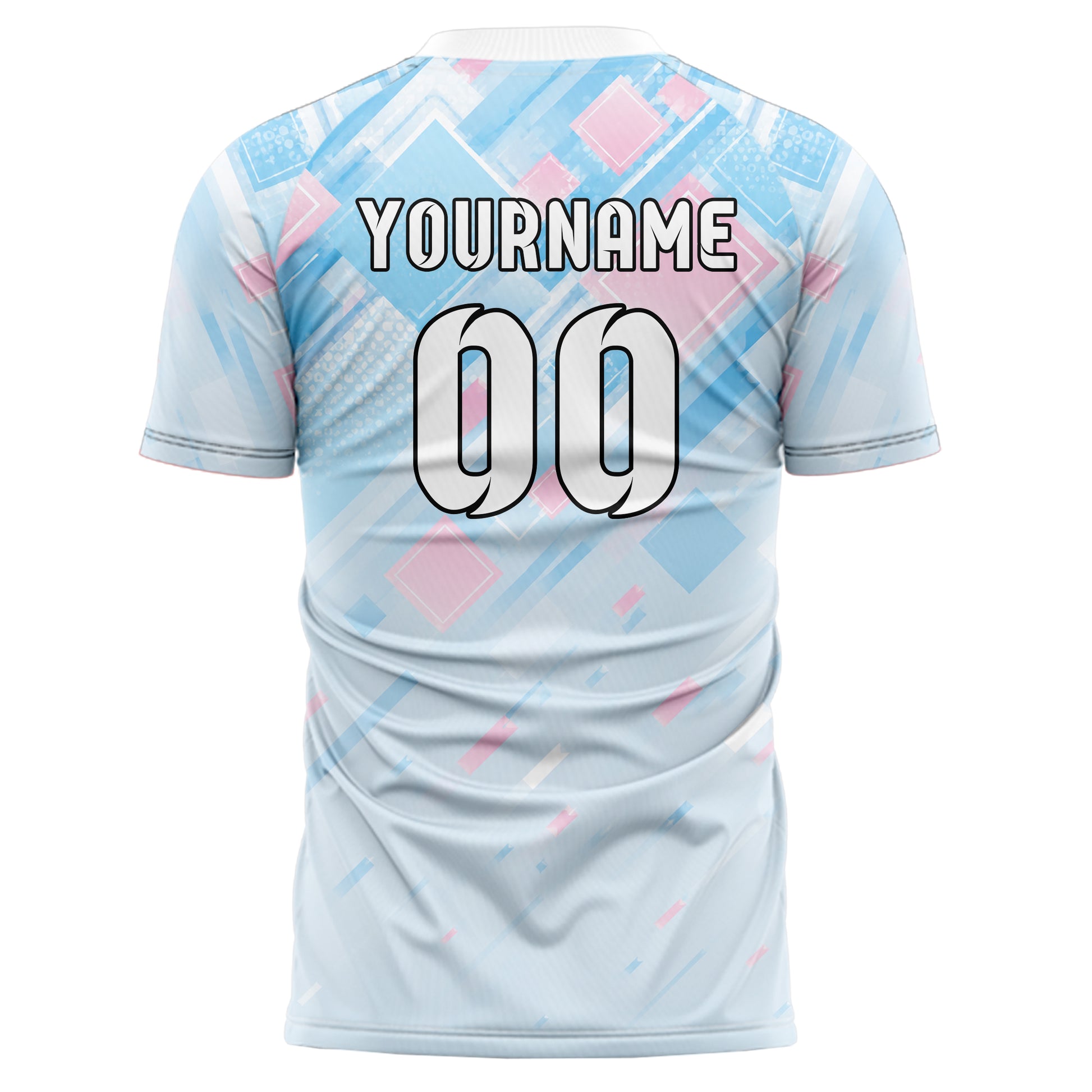 Himmelblau pastelliges Rauten dichter Verlauf von oben Design 01-0344 individuelles Fußballtrikot back