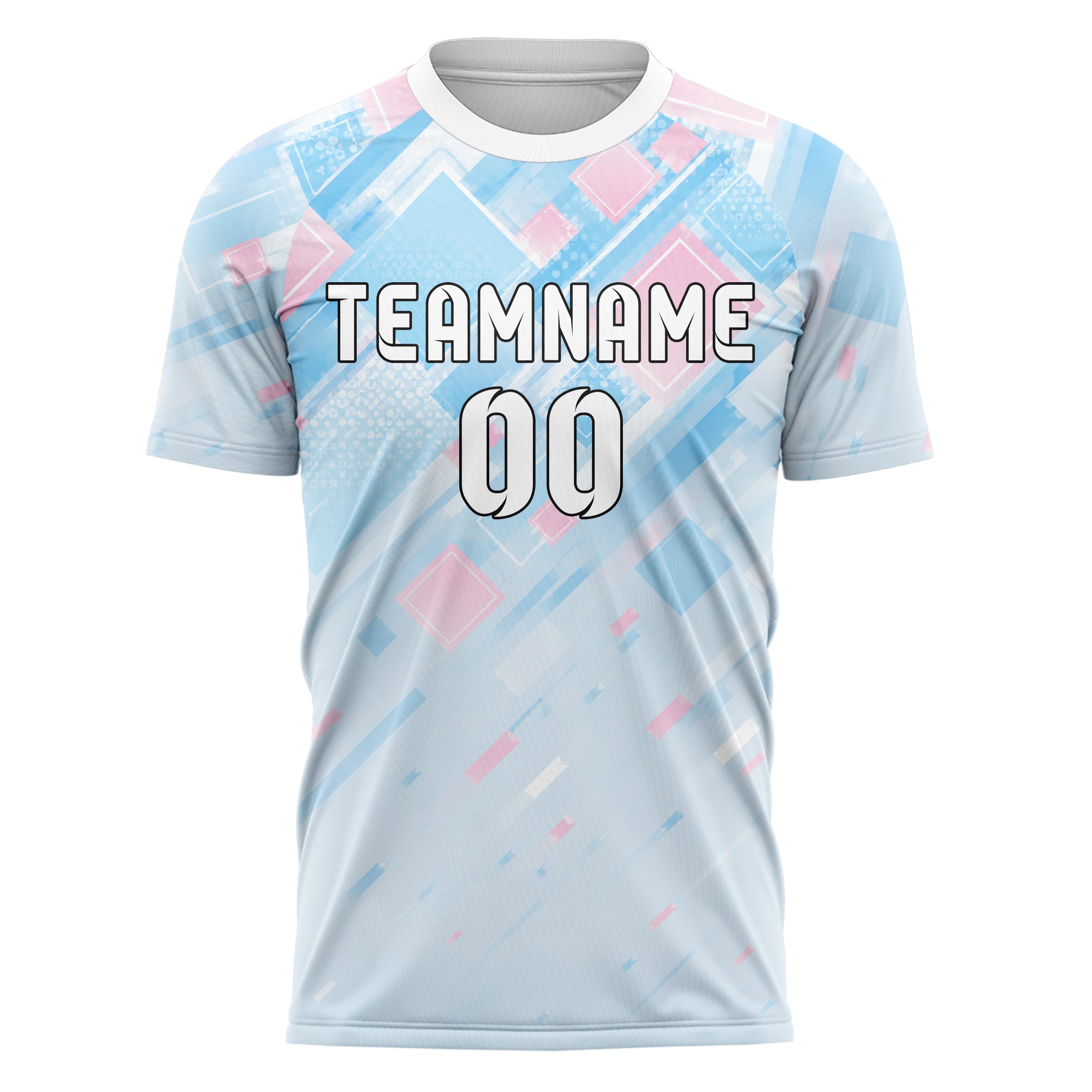 Himmelblau pastelliges Rauten dichter Verlauf von oben Design 01-0344 individuelles Fußballtrikot front