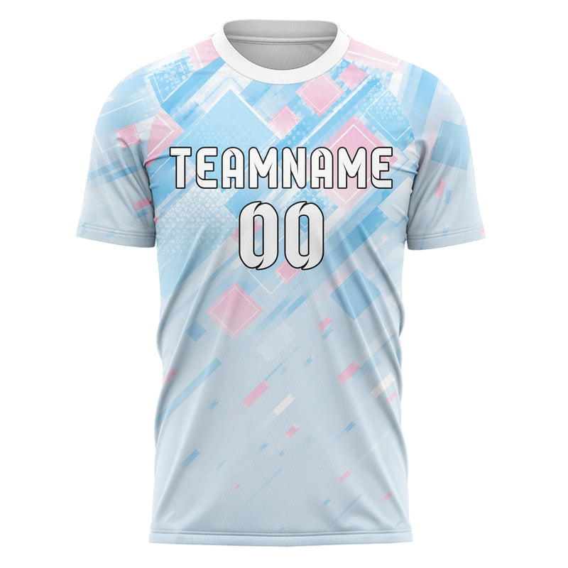 Himmelblau pastelliges Rauten dichter Verlauf von oben Design 01-0344 individuelles Fußballtrikot front