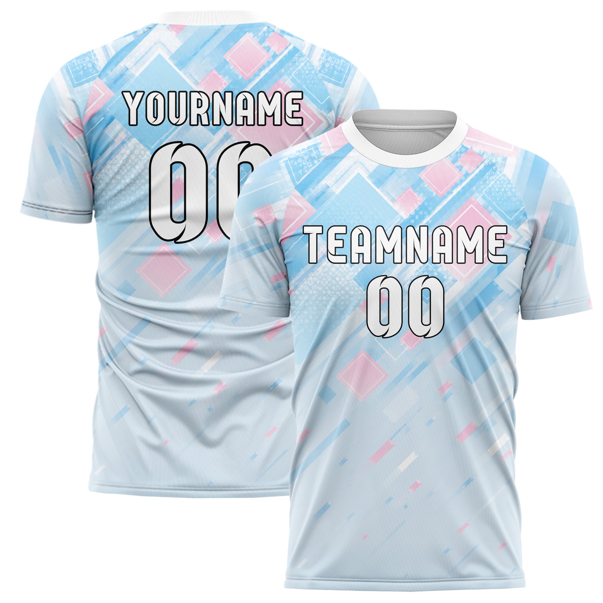 Himmelblau pastelliges Rauten dichter Verlauf von oben Design 01-0344 individuelles Fußballtrikot main