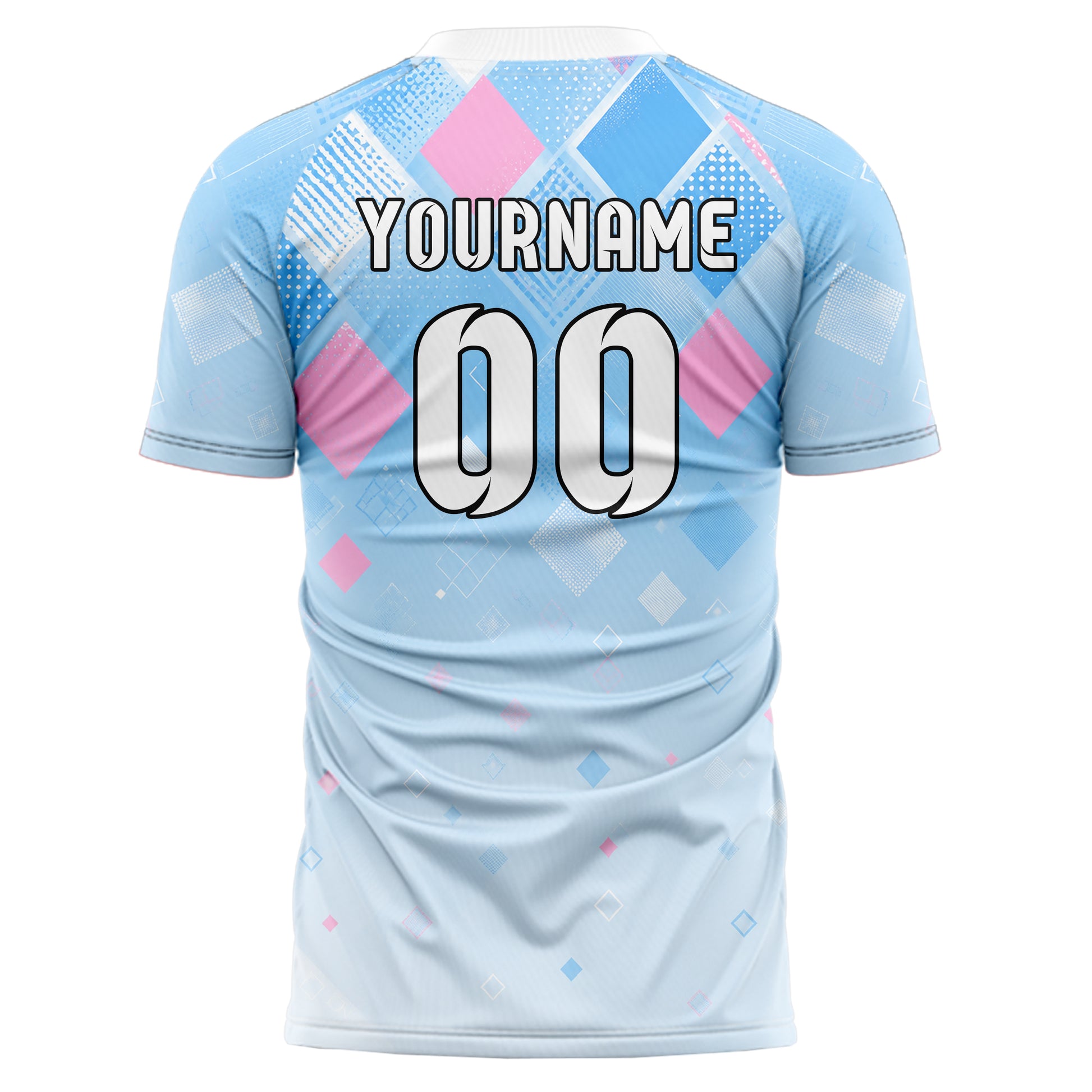 Himmelblau pastelliges Rauten dichter Verlauf von oben Design 01-0488 individuelles Fußballtrikot back