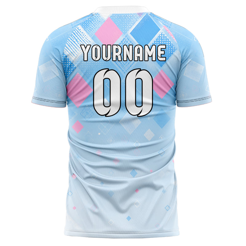 Himmelblau pastelliges Rauten dichter Verlauf von oben Design 01-0488 individuelles Fußballtrikot back