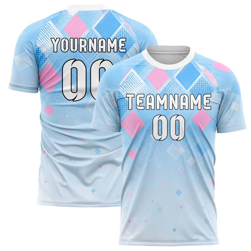 Himmelblau pastelliges Rauten dichter Verlauf von oben Design 01-0488 individuelles Fußballtrikot main