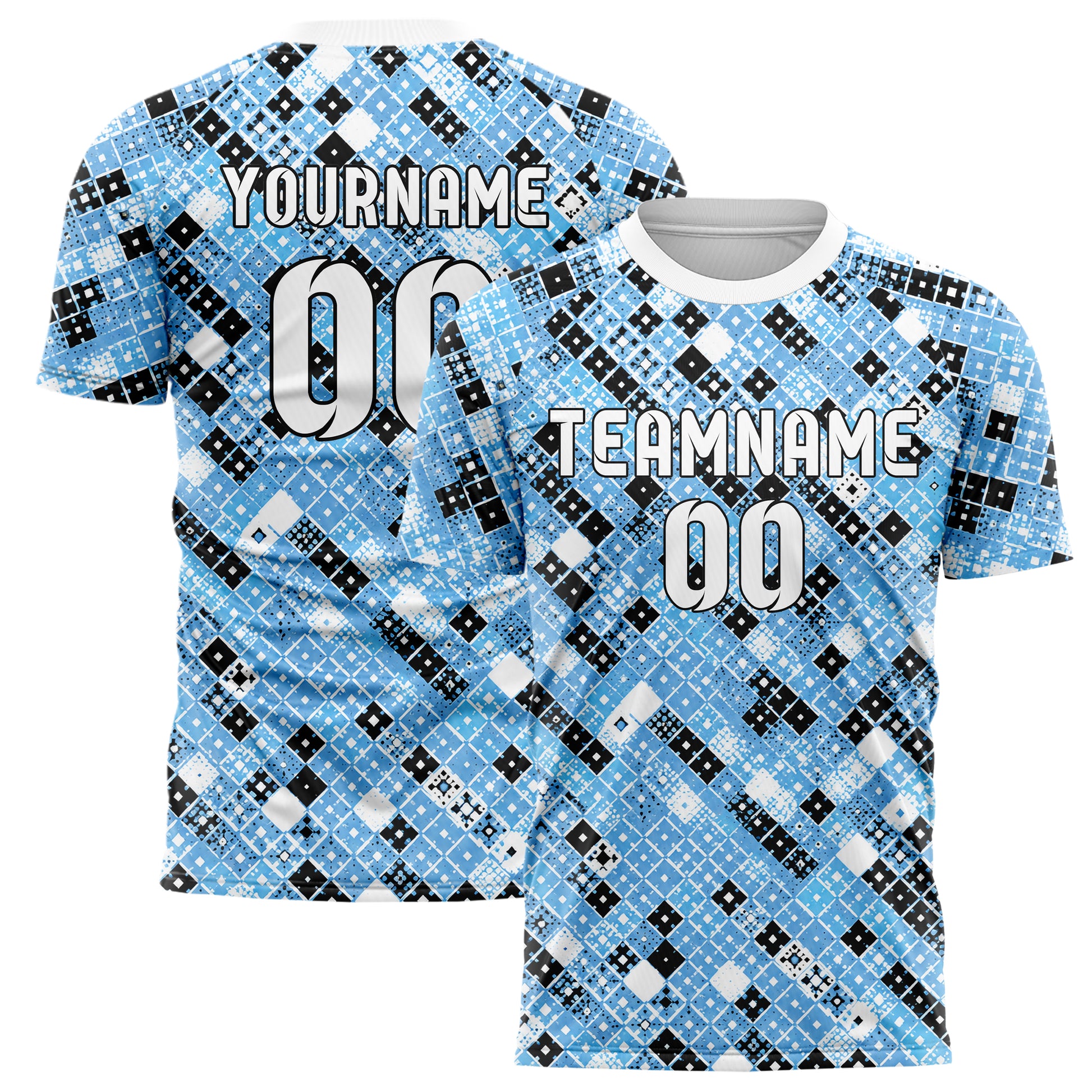Puderblau lebendiges Rauten Square Grid Design 01-0165 individuelles Fußballtrikot main