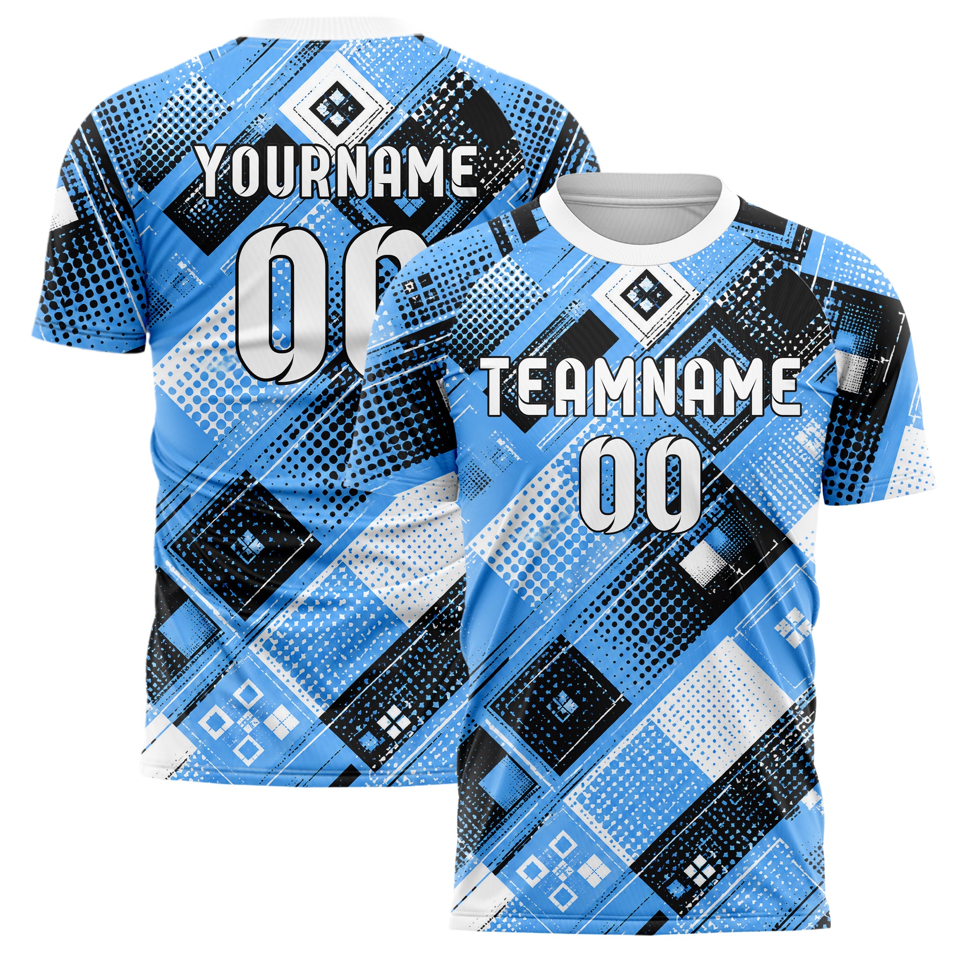 Puderblau lebendiges Rauten Square Grid Design 01-0189 individuelles Fußballtrikot main