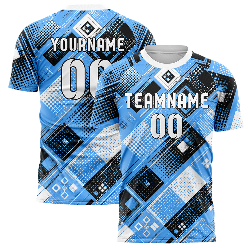 Puderblau lebendiges Rauten Square Grid Design 01-0189 individuelles Fußballtrikot main