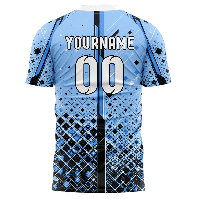 Puderblau lebendiges Rauten dichter Verlauf von unten Design 01-0231 individuelles Fußballtrikot back